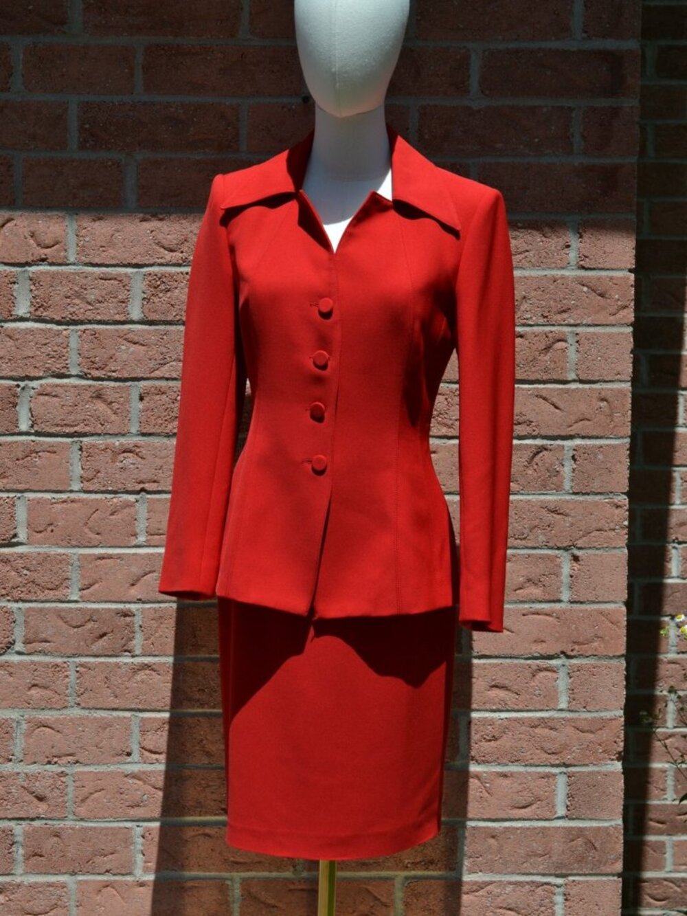 Femme de Carrière Sandra Angelozzi Red Career Skirt Suit Set Size 34/Small